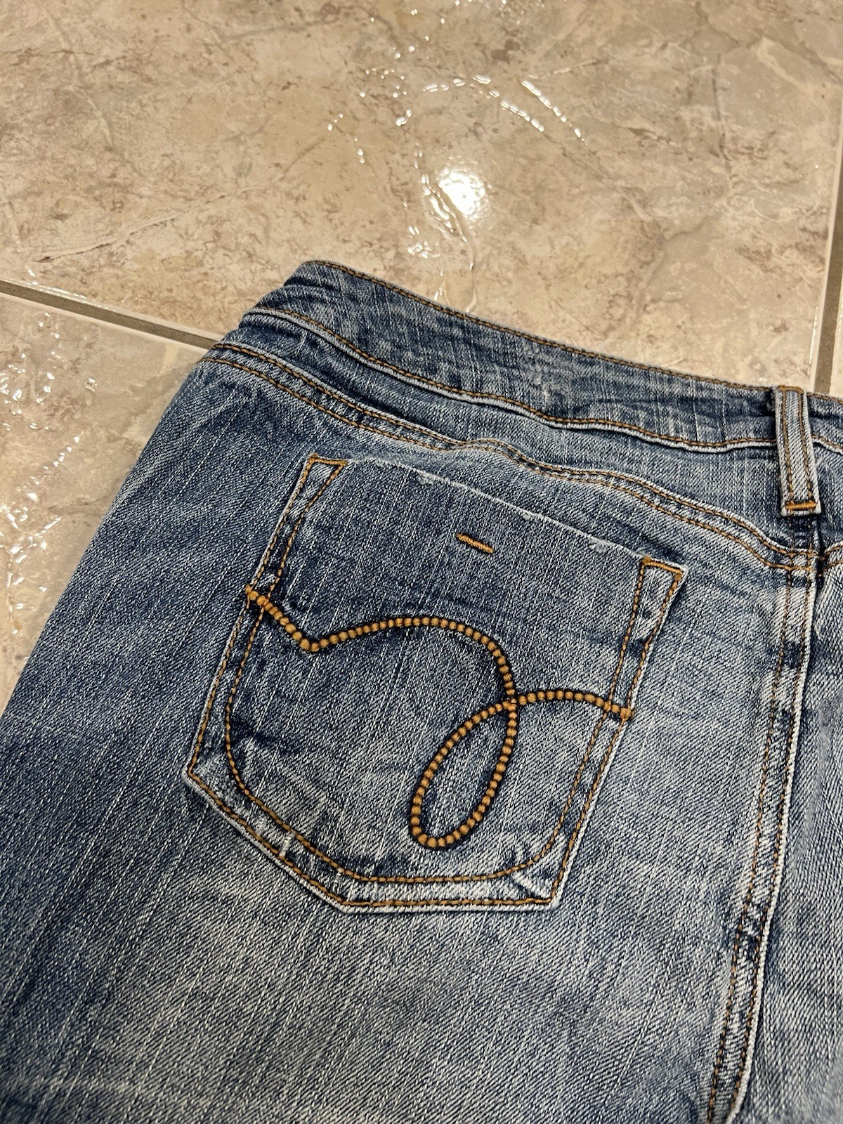 Hint Jeans Womens Size 13 Bootcut Flare Embroidered Denim 34X33 Distressed