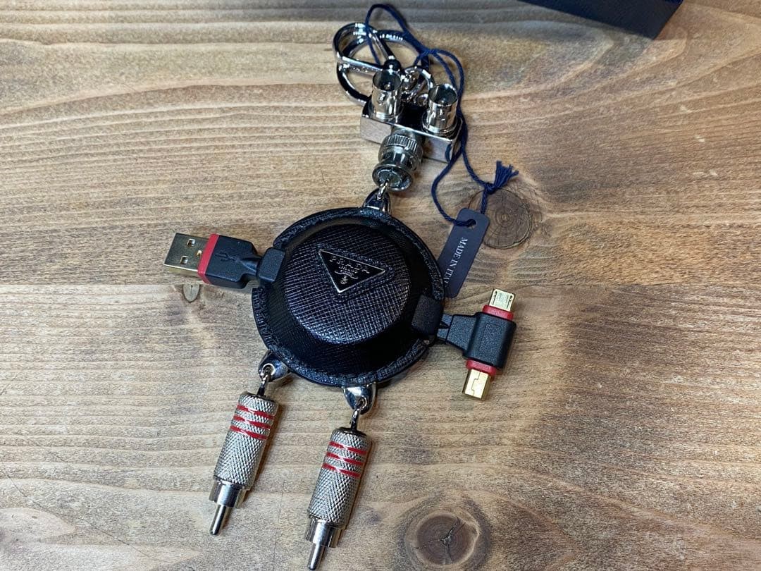 PRADA USB Port Unique Keychain Black Synthetic Fiber Used With Original Box