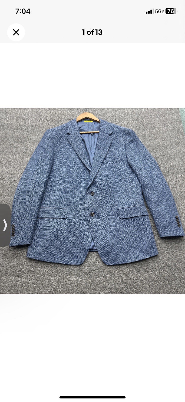 Hickey Freeman Yellow Label Blue Wool Silk Linen Blazer Sport Coat Jacket 46R