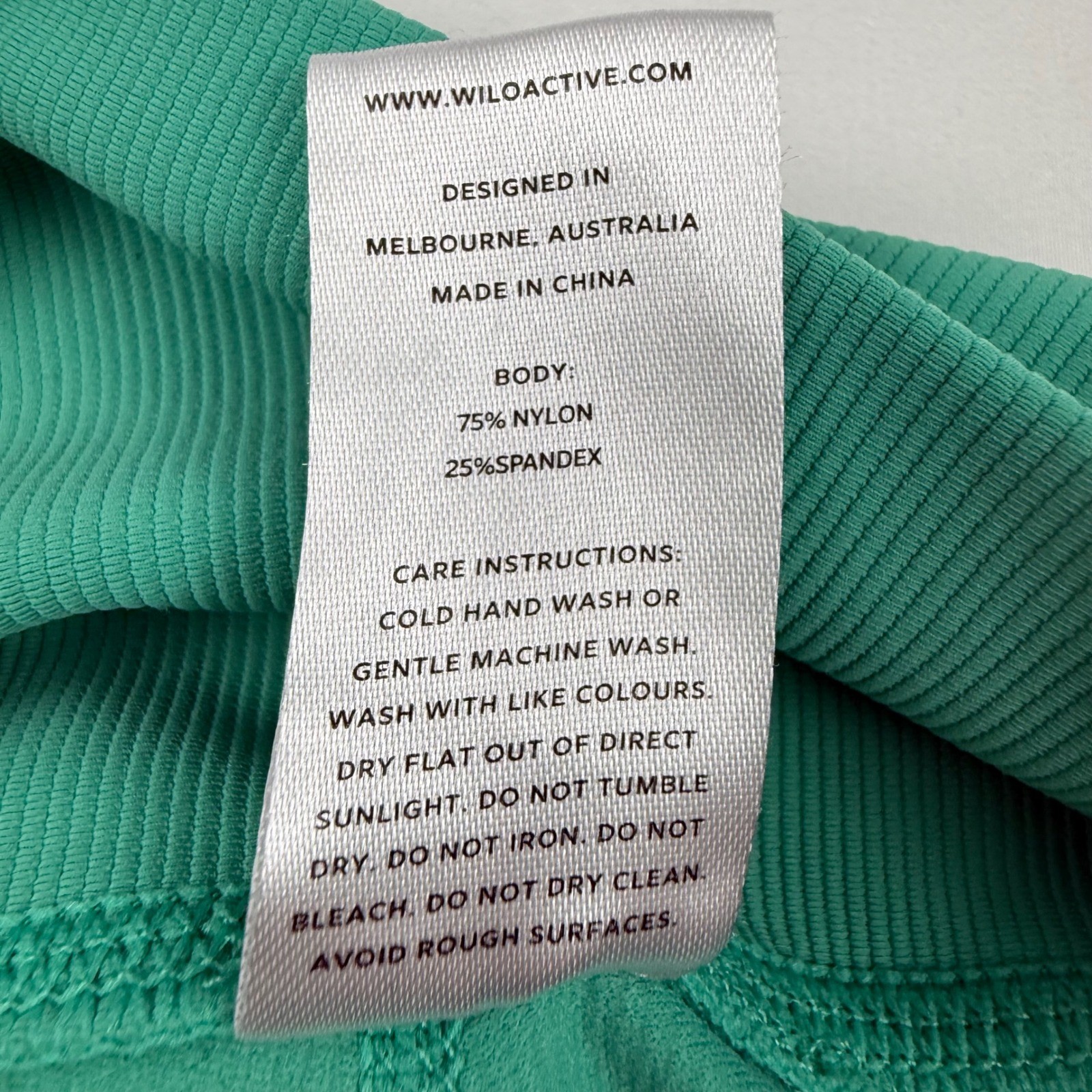 Wilo Active Green Ribbed High Waisted Leggings Purple White Side Stripe Size M