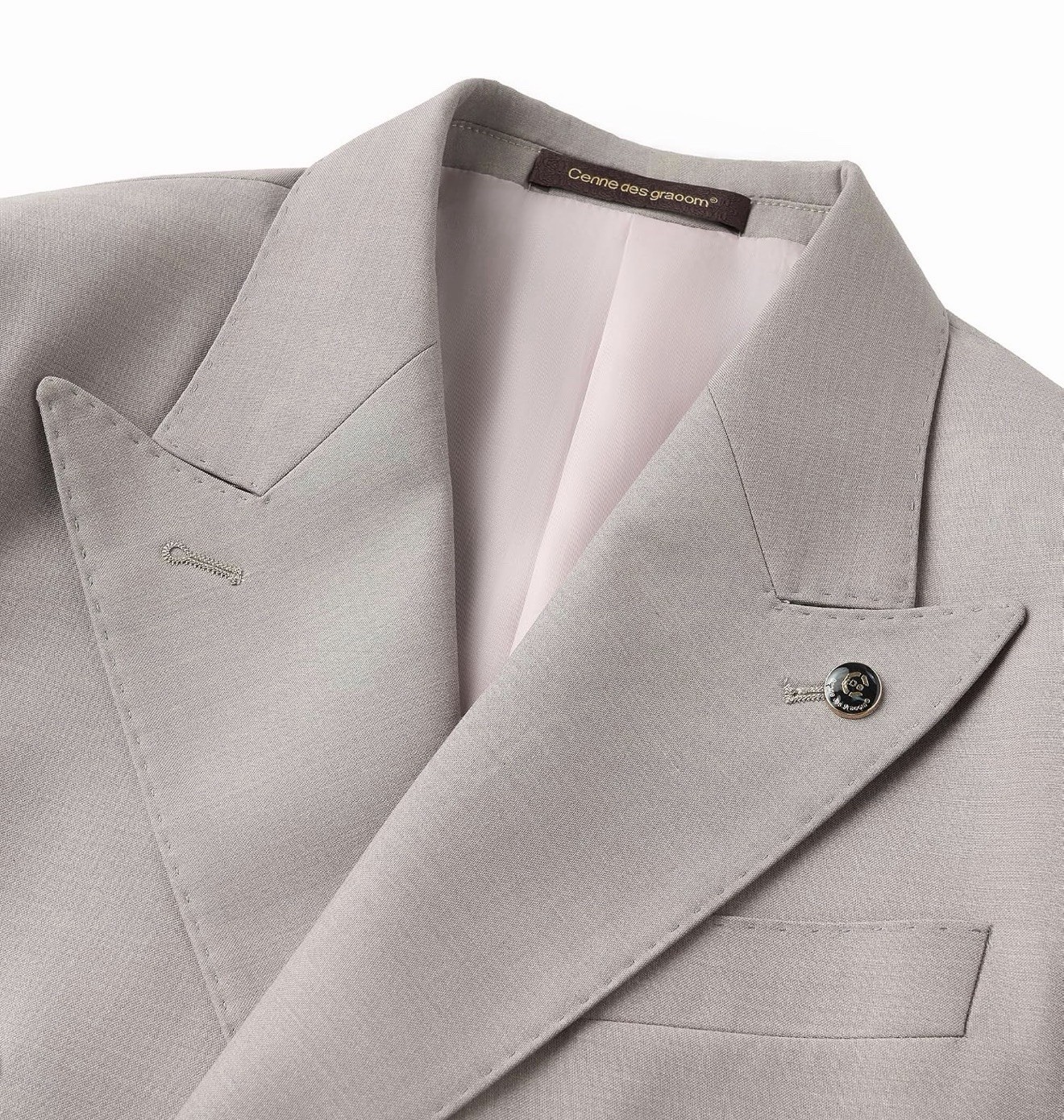 Cennes Des Graoom Indochino Slim Fit Double Breasted Taupe Suit Size 40R x 34W