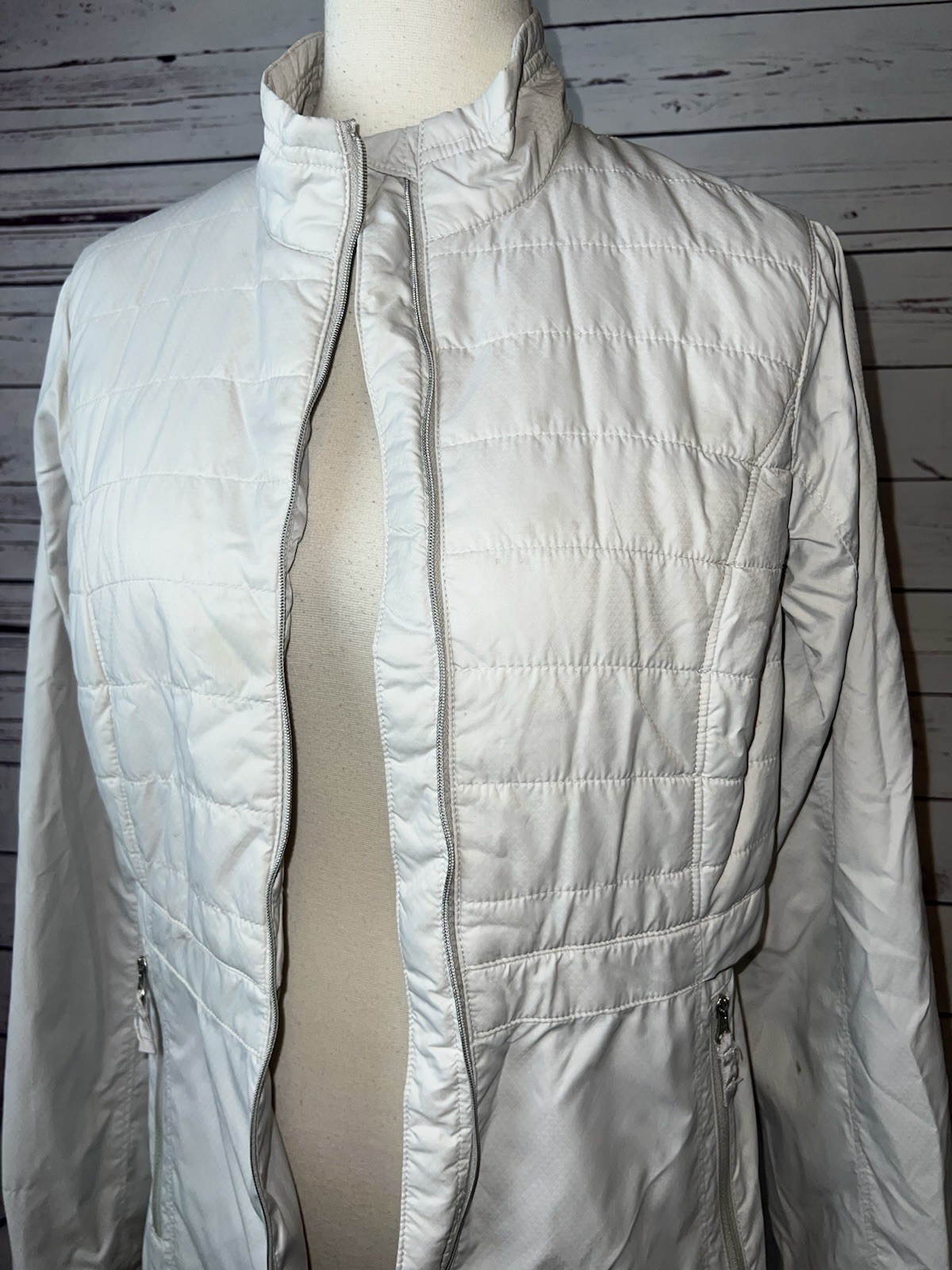 Eddie Bauer Jacket Womens Small Vented Puffer Coat No Zipper Quilted Nylon
