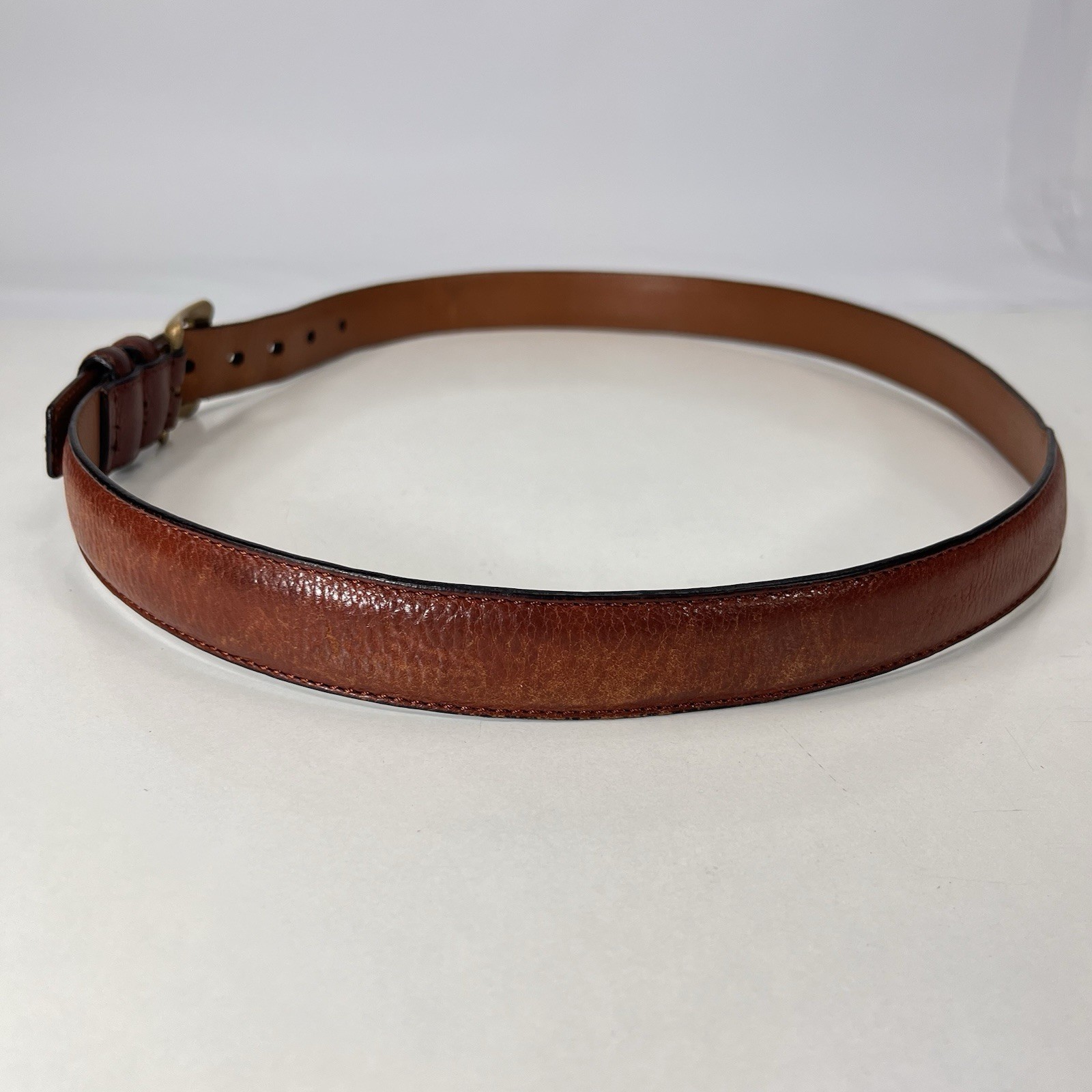Roundtree & Yorke Worn Brown Italian Full Grain Leather Dress Belt – Men Size 36