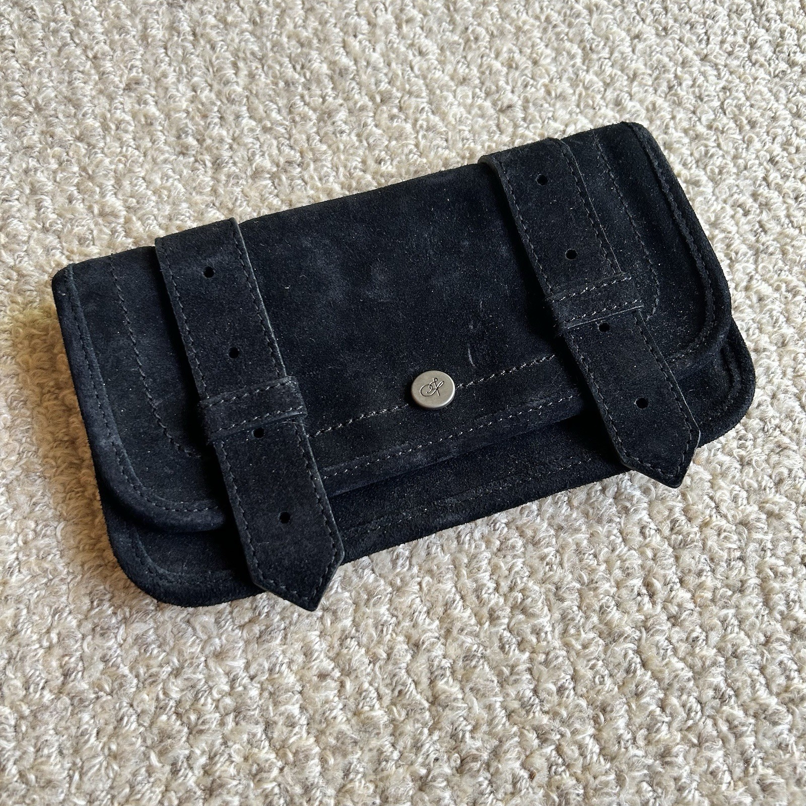 Proenza Schouler PS1 Black Suede Leather Wallet w/ Box Handmade Genuine Leather