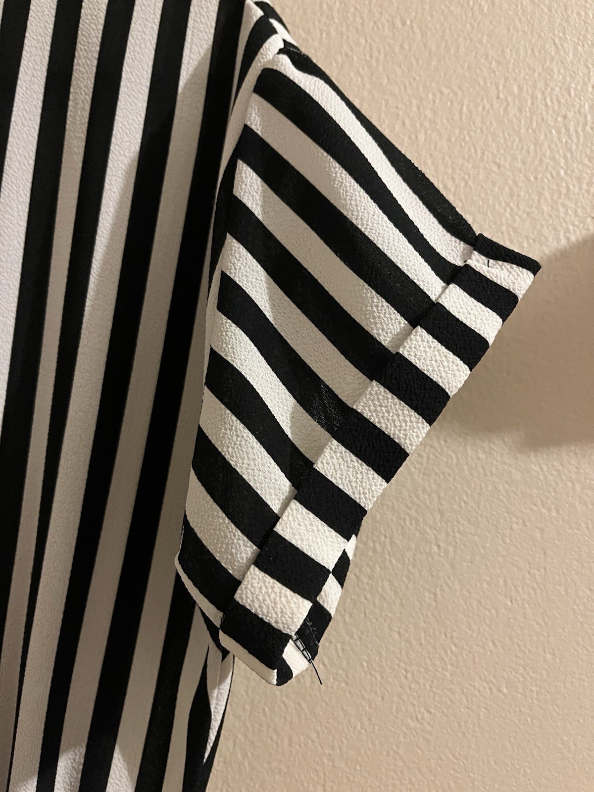 Boohoo Black White Striped Collared Button-Front Midi Shirt Dress Cap Sleeve 8