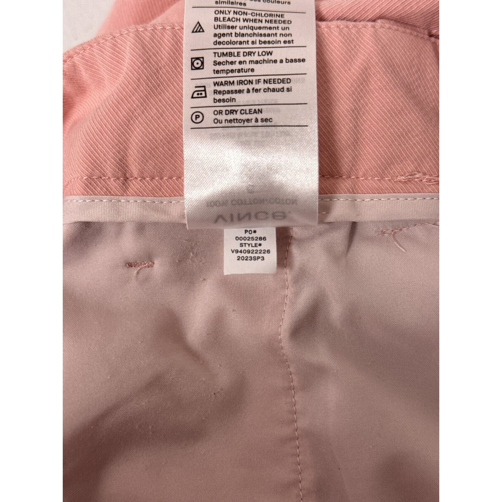 Vince Pants 6 Womens Washed Cotton Twill Blush Pink Relax Crop