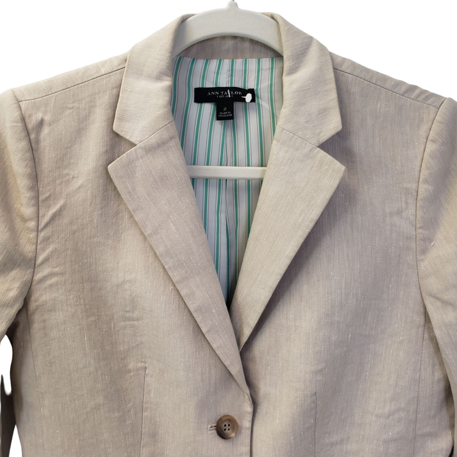 Ann Taylor Linen Blend Two Button Blazer Jacket Size 2