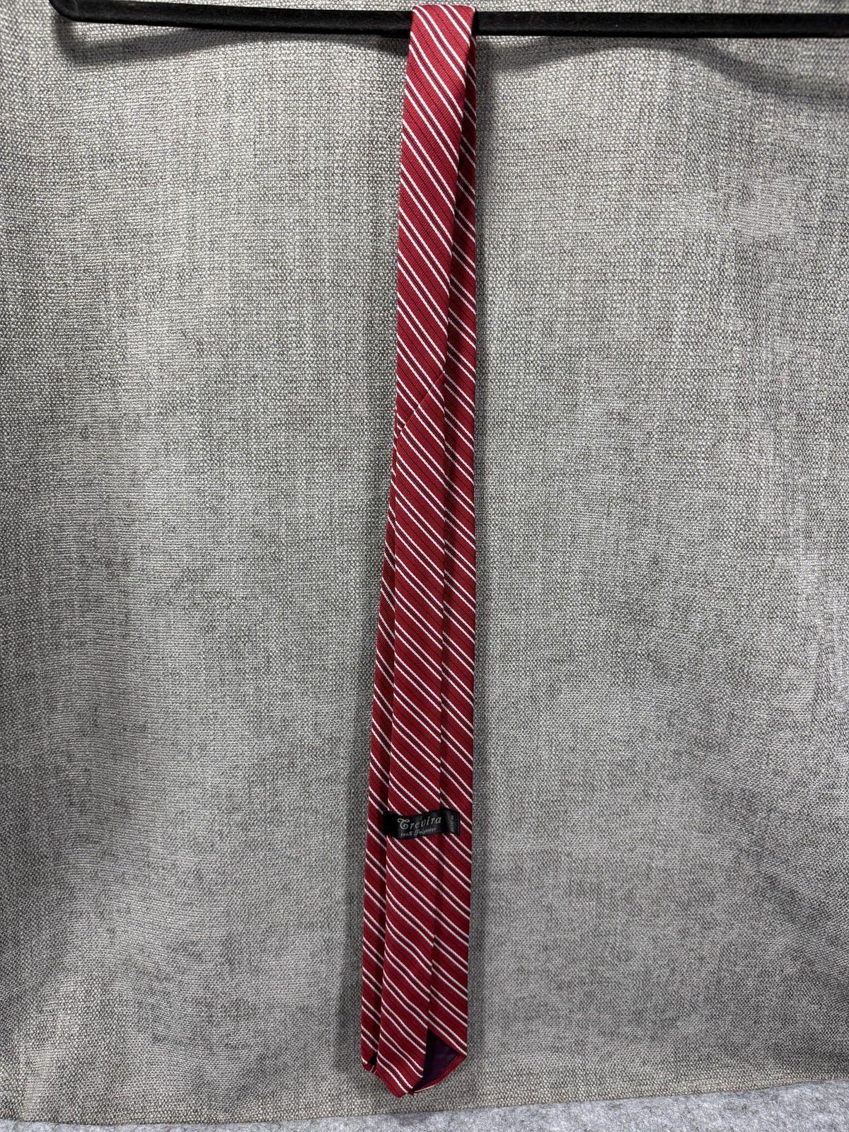 Trevira Tie Mens One Size Red Diagonal Stripe Polyester Dress Neckwear 52 in