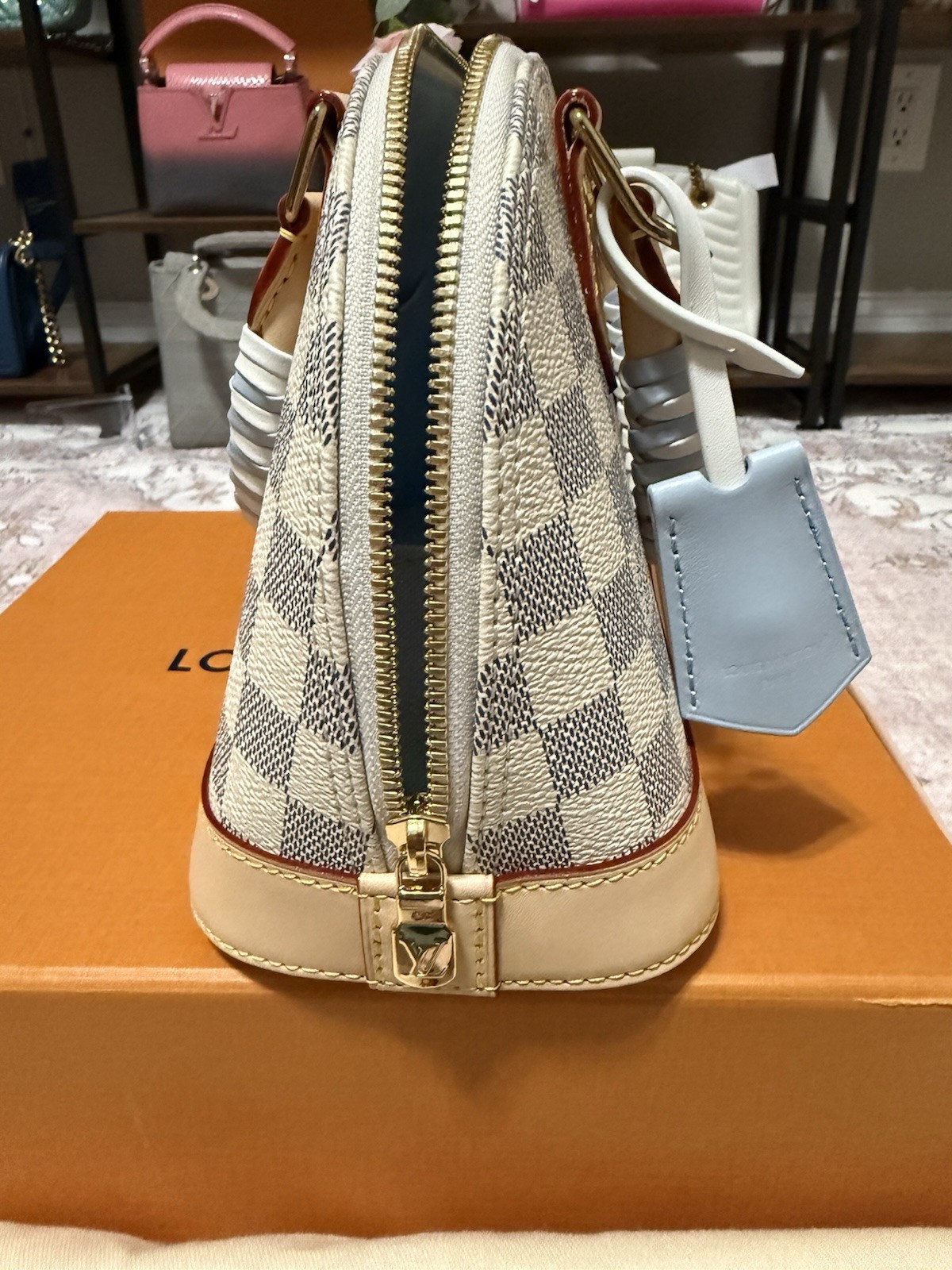 Louis Vuitton Alma BB Damier Azur Limited Edition Braided Handles NEW