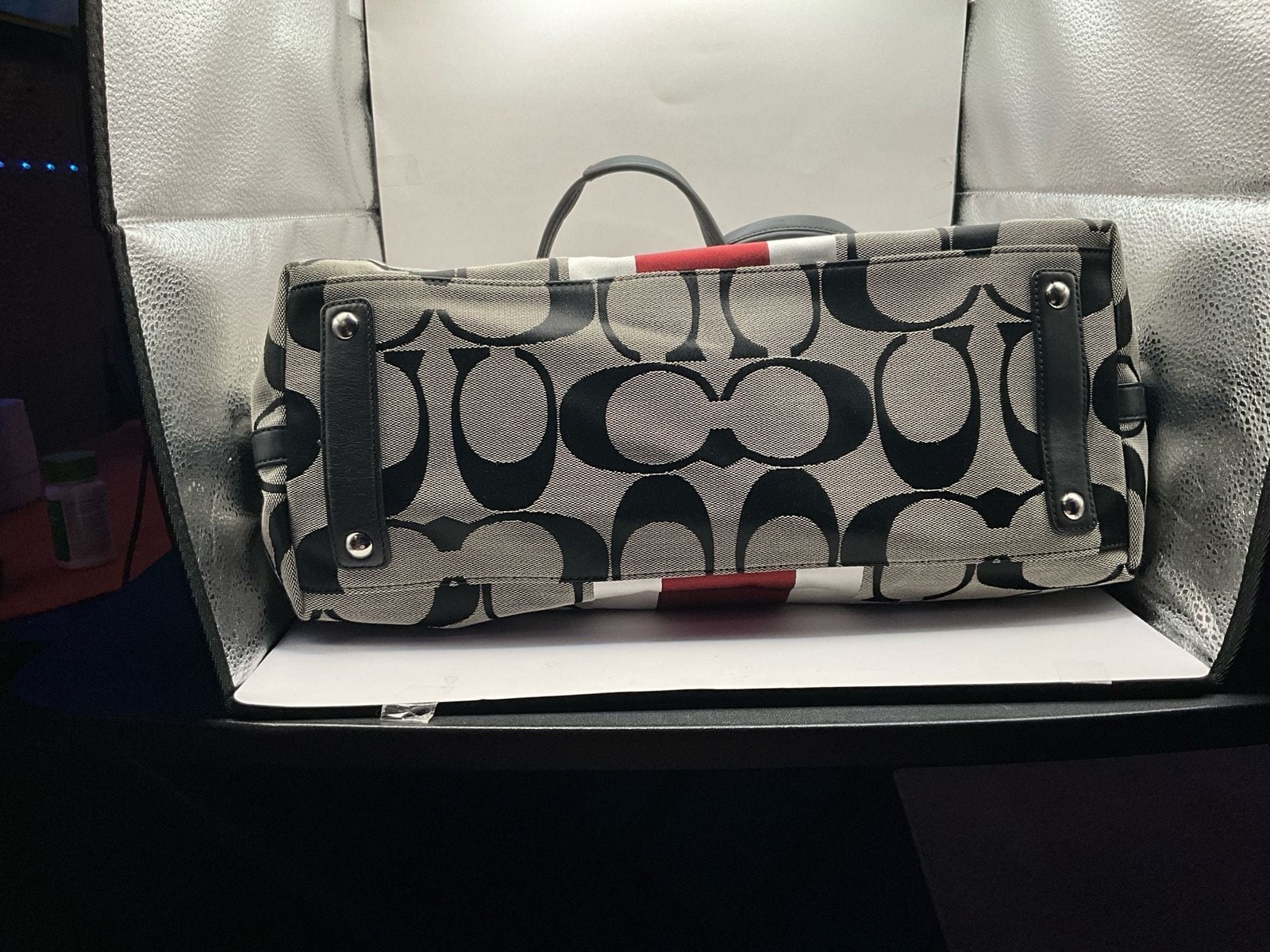 Coach Signature Stripe Tote Bag F1282-10054
