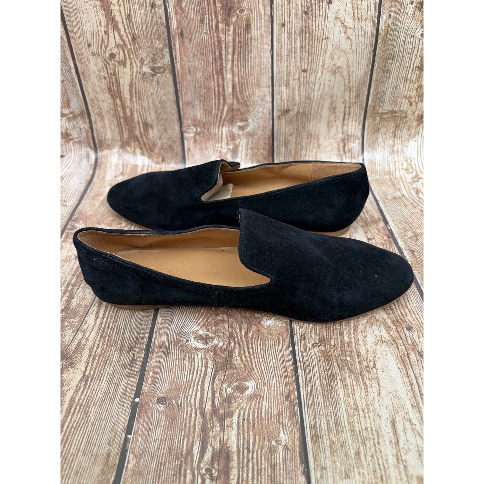 J.CREW Black Leather Slip On Flats Comfort Lightweight Women’s Size 6.5