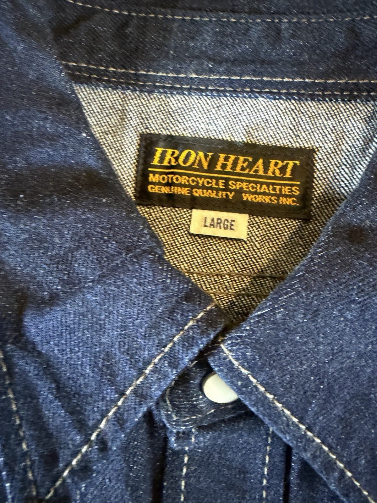 Iron Heart IHSH-326 12oz Denim Snap Work Shirt – Indigo – Large