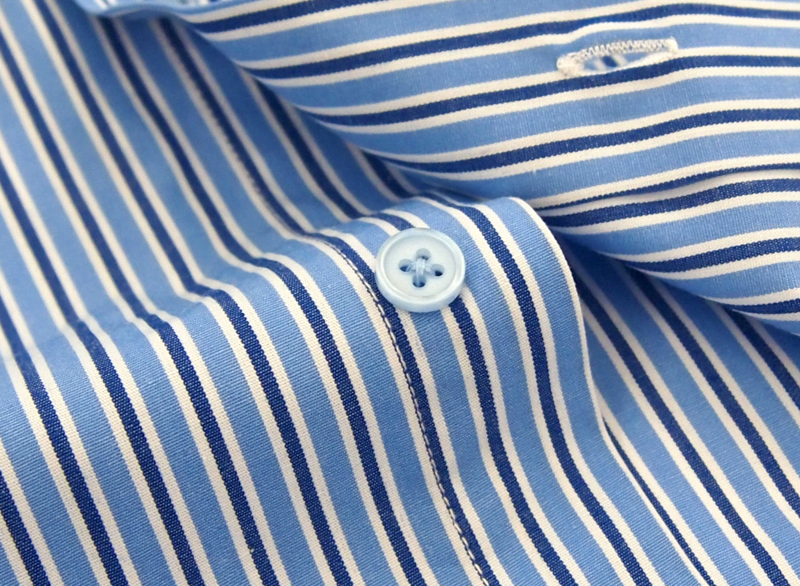 Labiyeur Slim Fit Double Blue White Stripes French Cuff Dress Shirt