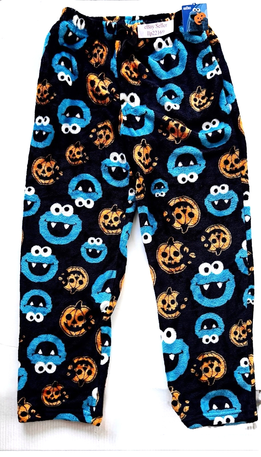 COOKIE MONSTER HALLOWEEN PUMPKINS Plush Fleece Lounge PAJAMA PANTS Men’s L or XL