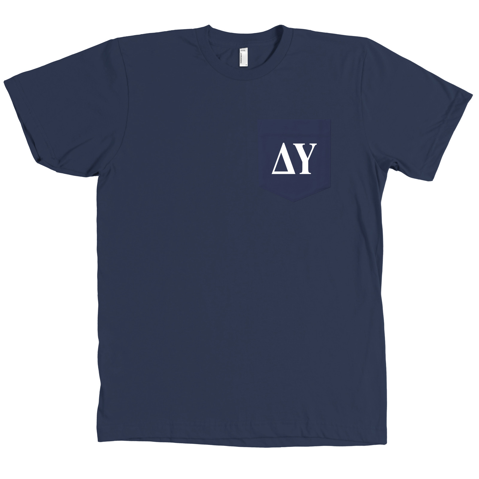 Delta Upsilon Bella + Canvas POCKET Navy T Shirt Fraternity Tee Letters NEW