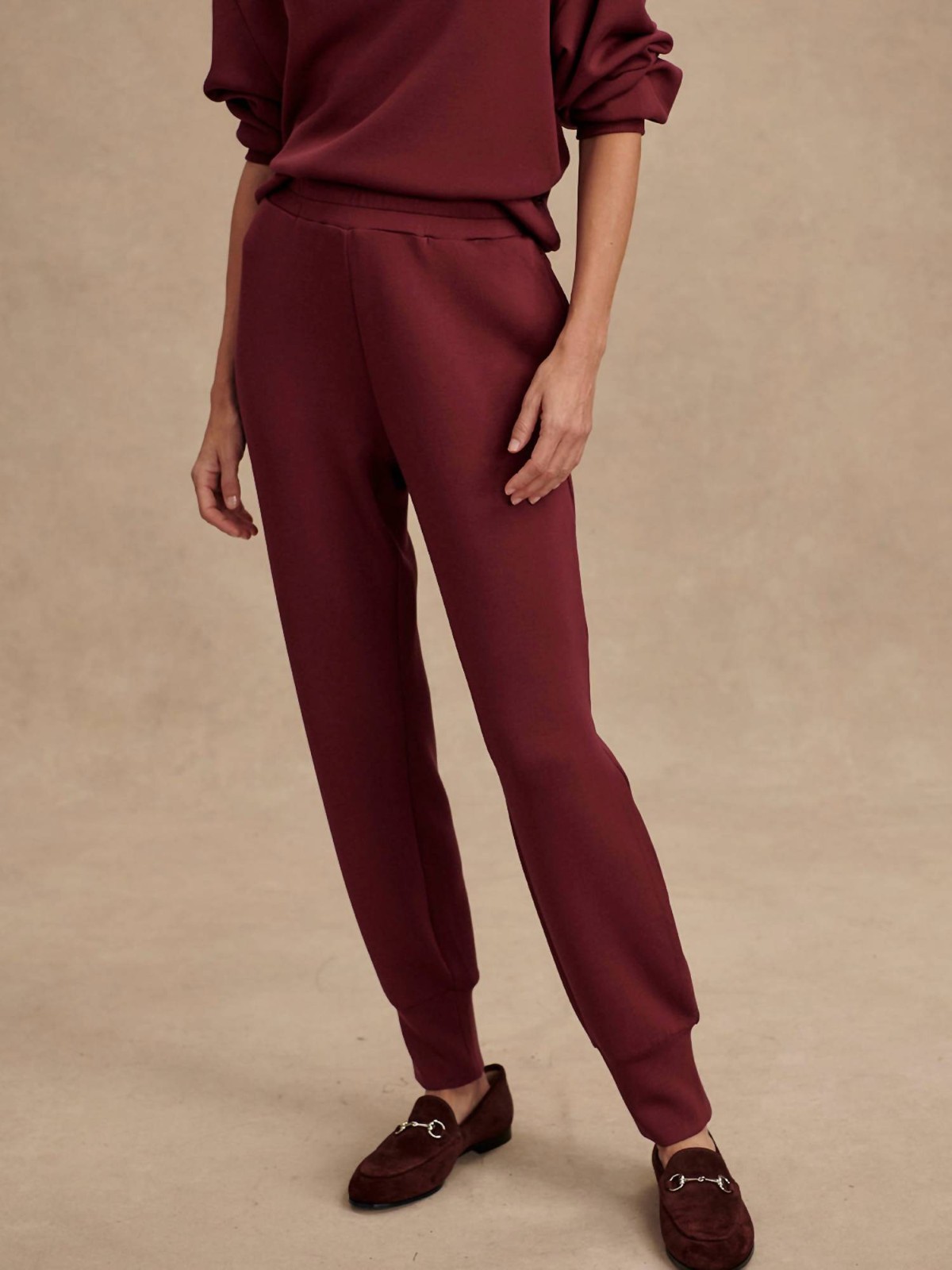 Varley Slim Cuff Pants 27.5 DoubleSoft Maroon Size S NEW