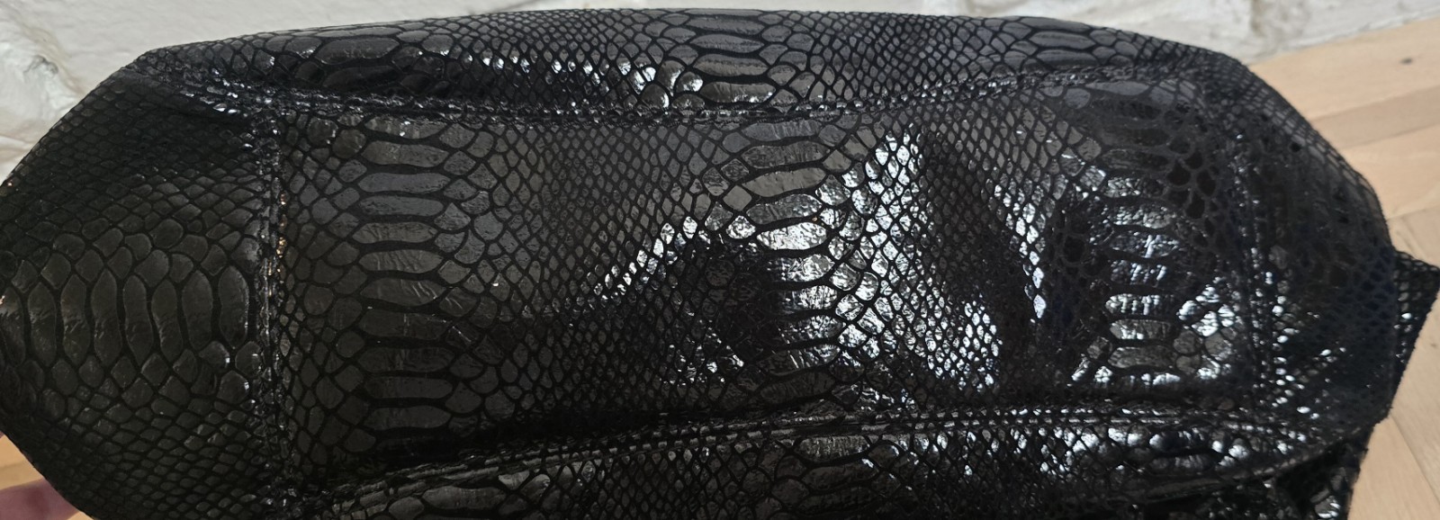 Michael Kors Black Python Snakeskin Embossed Leather Hobo Bag Gold Hardware