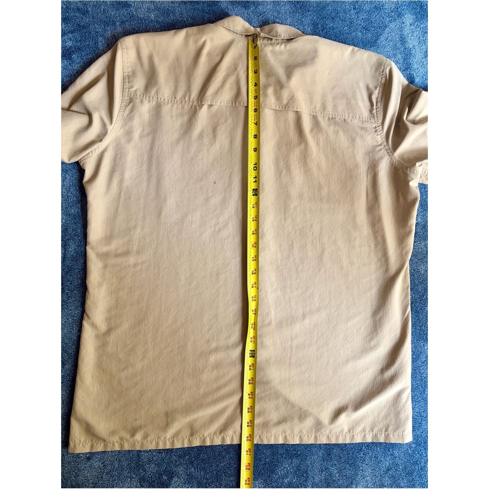 Eddie Bauer Men’s Tan Khaki Long Sleeve Sun Protection Performance Trail Shirt