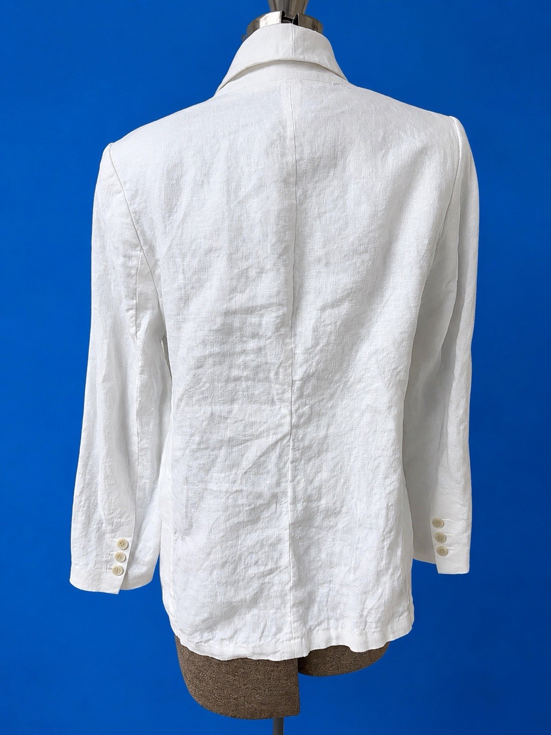Banana Republic Blazer Size 8 Double Breasted White Linen Long Line Jacket BR
