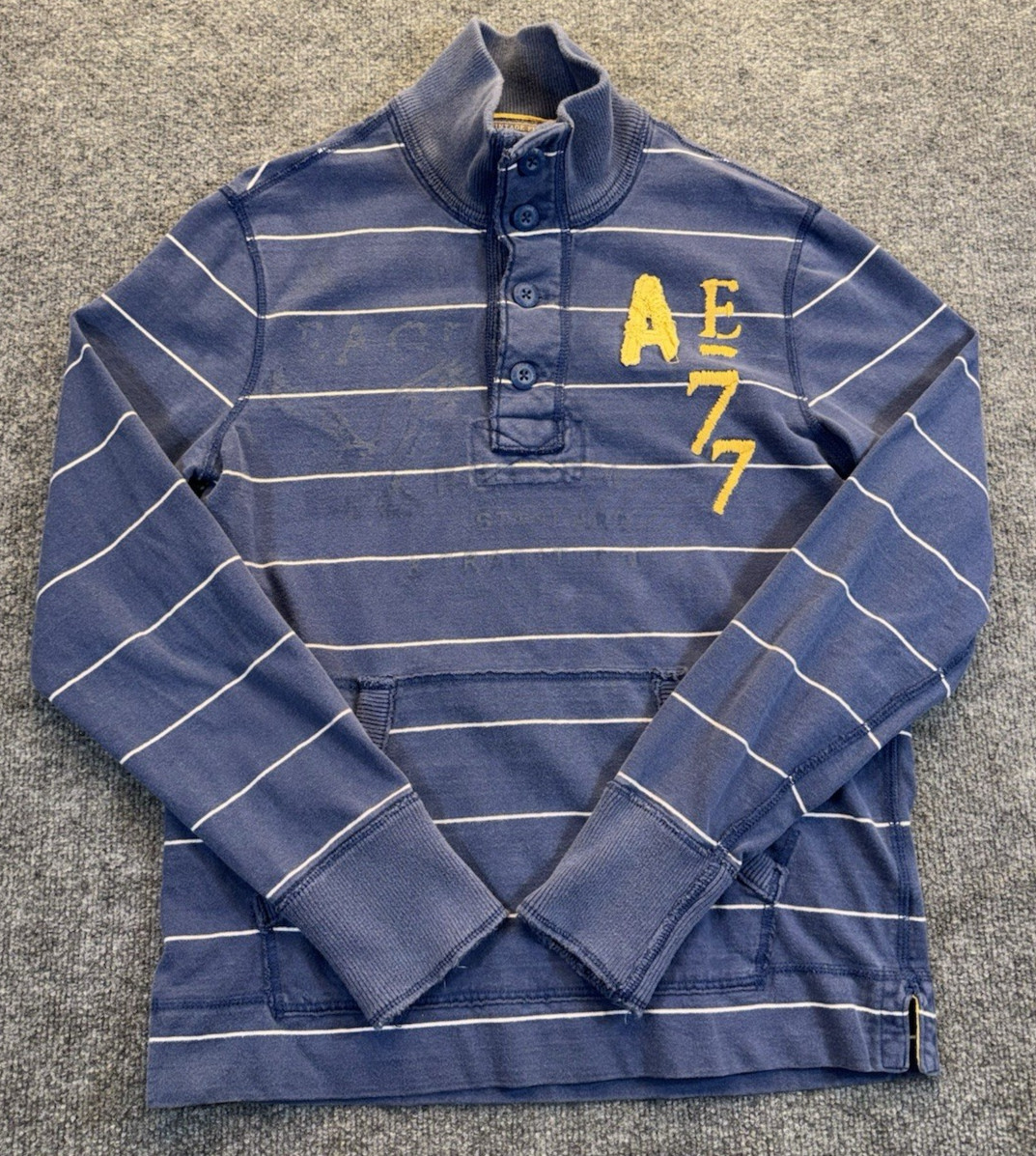 American Eagle Vintage Fit Pullover Sweatshirt Men’s Size M Blue Striped AE77