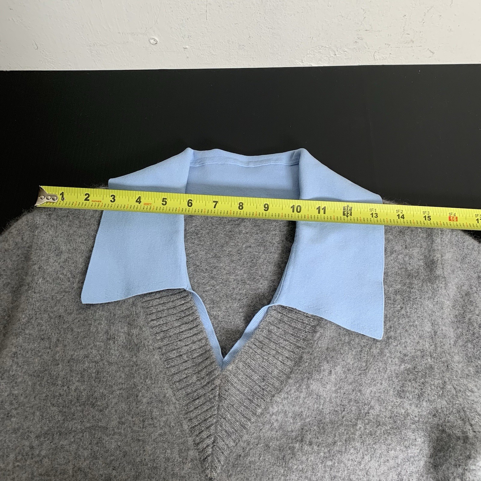 Sandro – Collared Wool Blend Sweater – Gray Blue – Size: 3