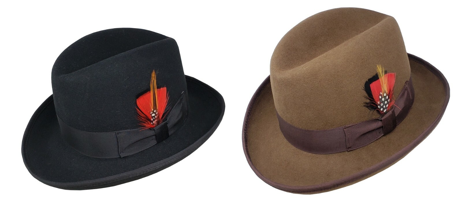 Different Touch Men’s 100% Wool Felt Homburg Style Godfather Hats