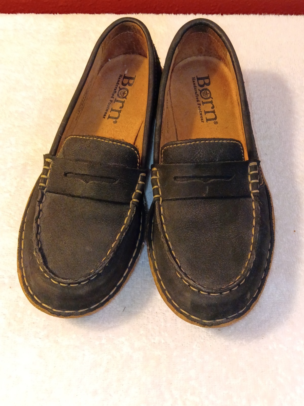 Born Nerina Womens Size 6.5/37 Leather Slip On Penny Loafer Shoes Black