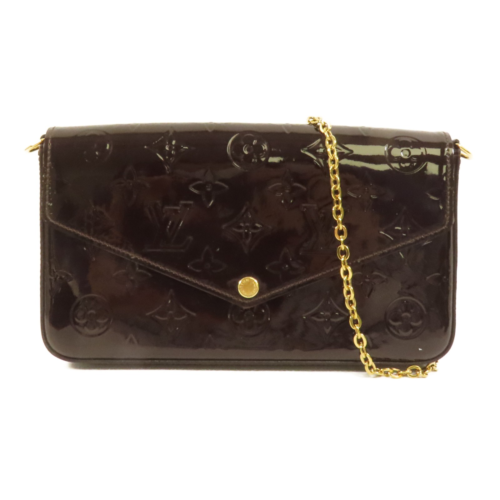 LOUIS VUITTON LV GHW Pochette Felicie Shoulder Bag M61267 Vernis Brown
