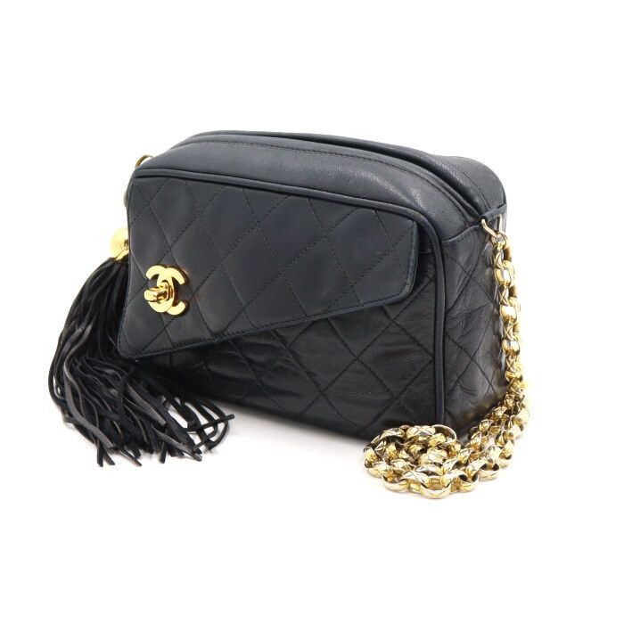 CHANEL Vintage Black Lamb Bijoux Diamond Quilting Gold Chain Crossbody 152889313