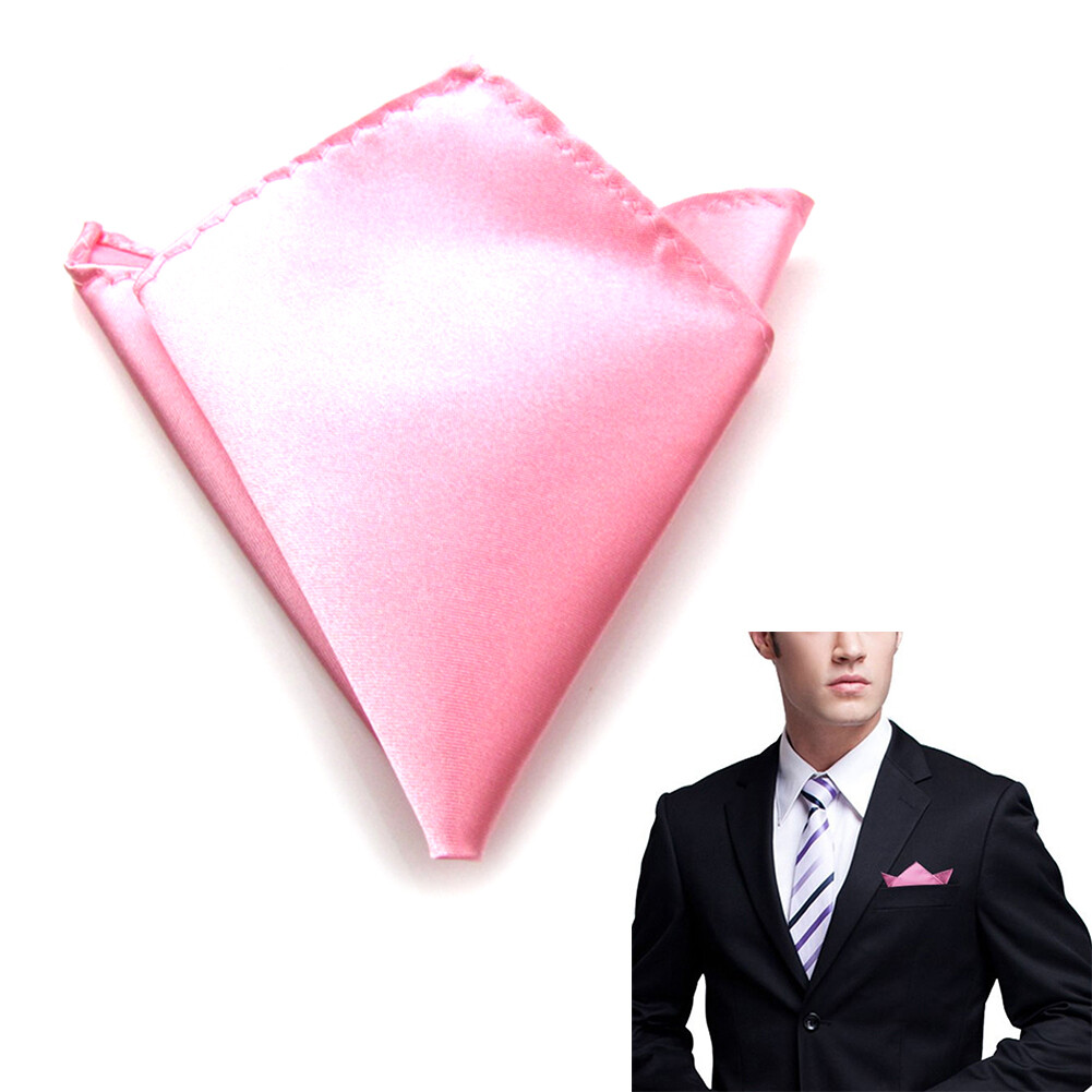 4Pcs Plain Pocket Square Wedding Mens Satin Solid Handkerchief Hanky Jacket Suit