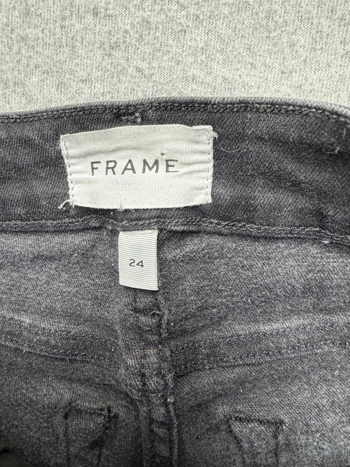 Frame Jeans Womens 24 Black Charcoal Wash High Rise Slim Flare Raw Hem Denim