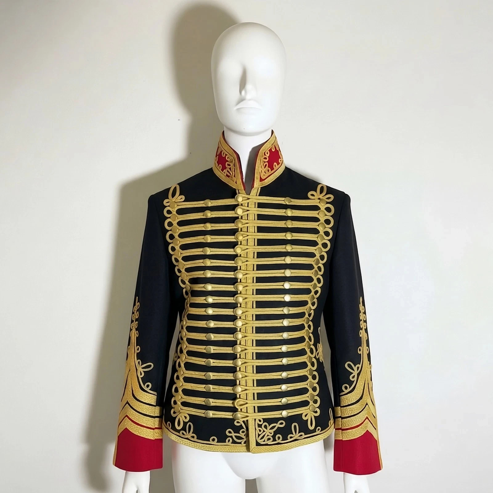 Men’s Black Military Dolman Hussar Jacket, Napoleonic Uniform Tunic