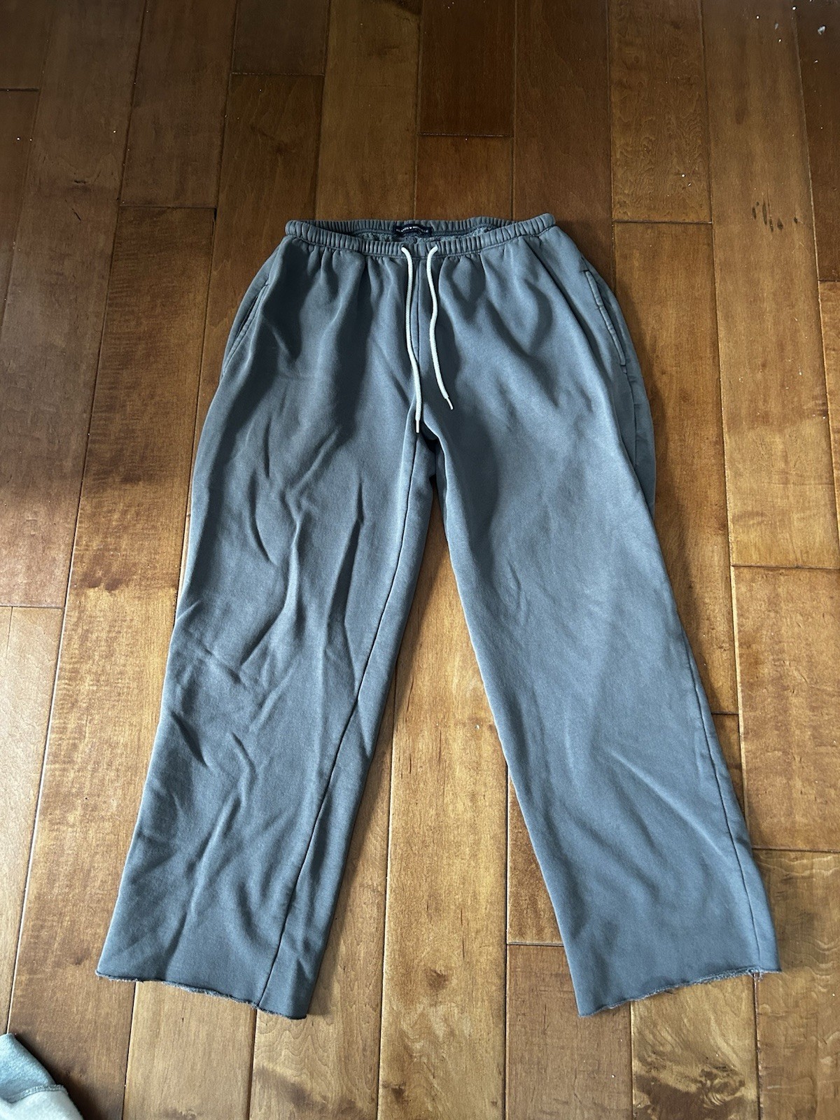 Brandy Melville Gray Wide-Leg Drawstring Sweatpants for Women Elastic Waist