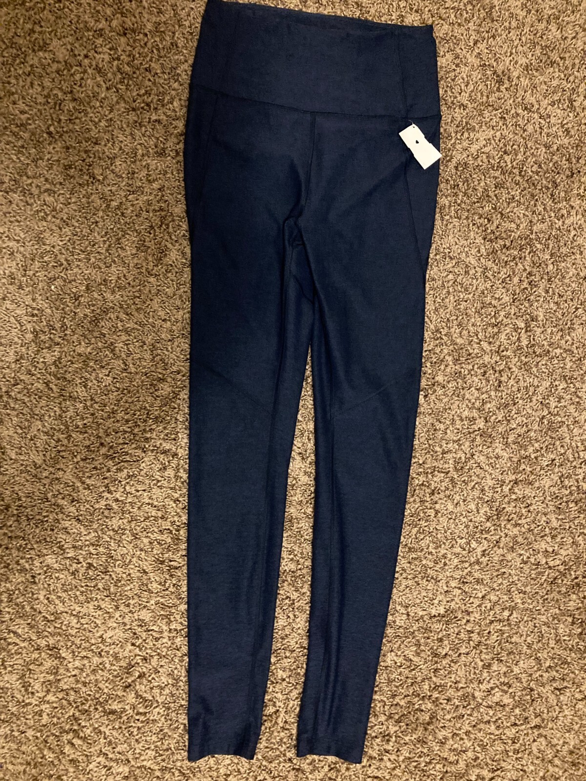 Outdoor Voices Full Length Leggings Small Polyester Spandex Blend Solid Blue