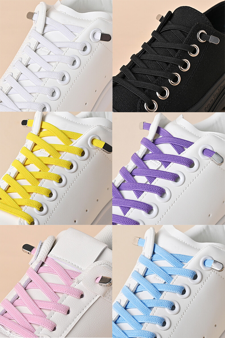 No Tie Flat Elastic Shoelaces Sport Shoe Laces String For Kid Adult Sneakers 1M