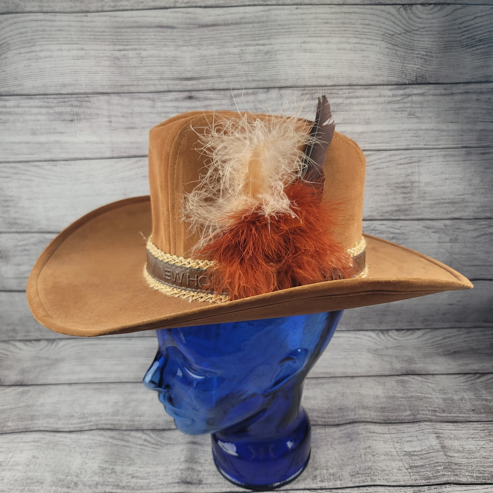 Vintage New Holland Cowboy Hat Made in USA Size Small Feathers (20.75″ circ)