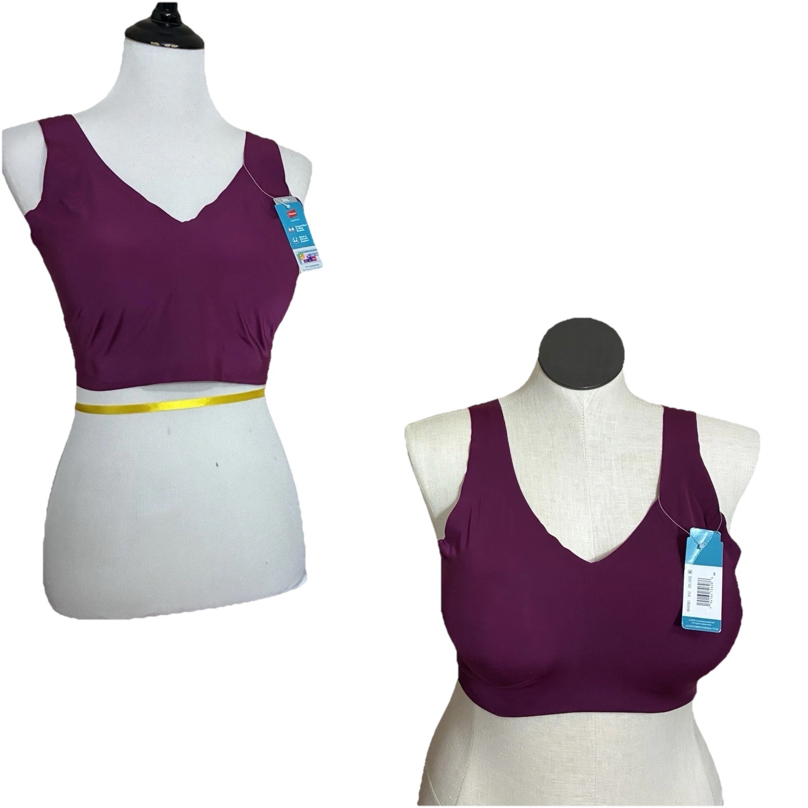 Hanes Signature Comfort SmoothTec Bra 3XL Galatic Red Soft Comfort Set of Two