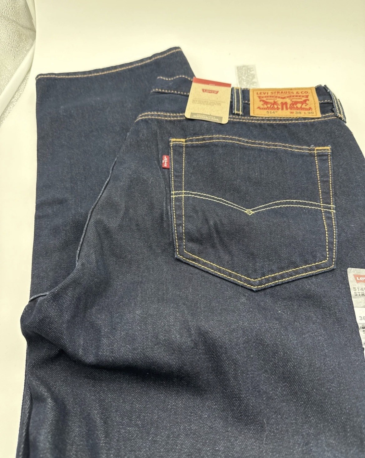 Levis 514 Straight Fit Jeans NWT Stretch Jeans Color Rinsed Blue 005141017 38×30