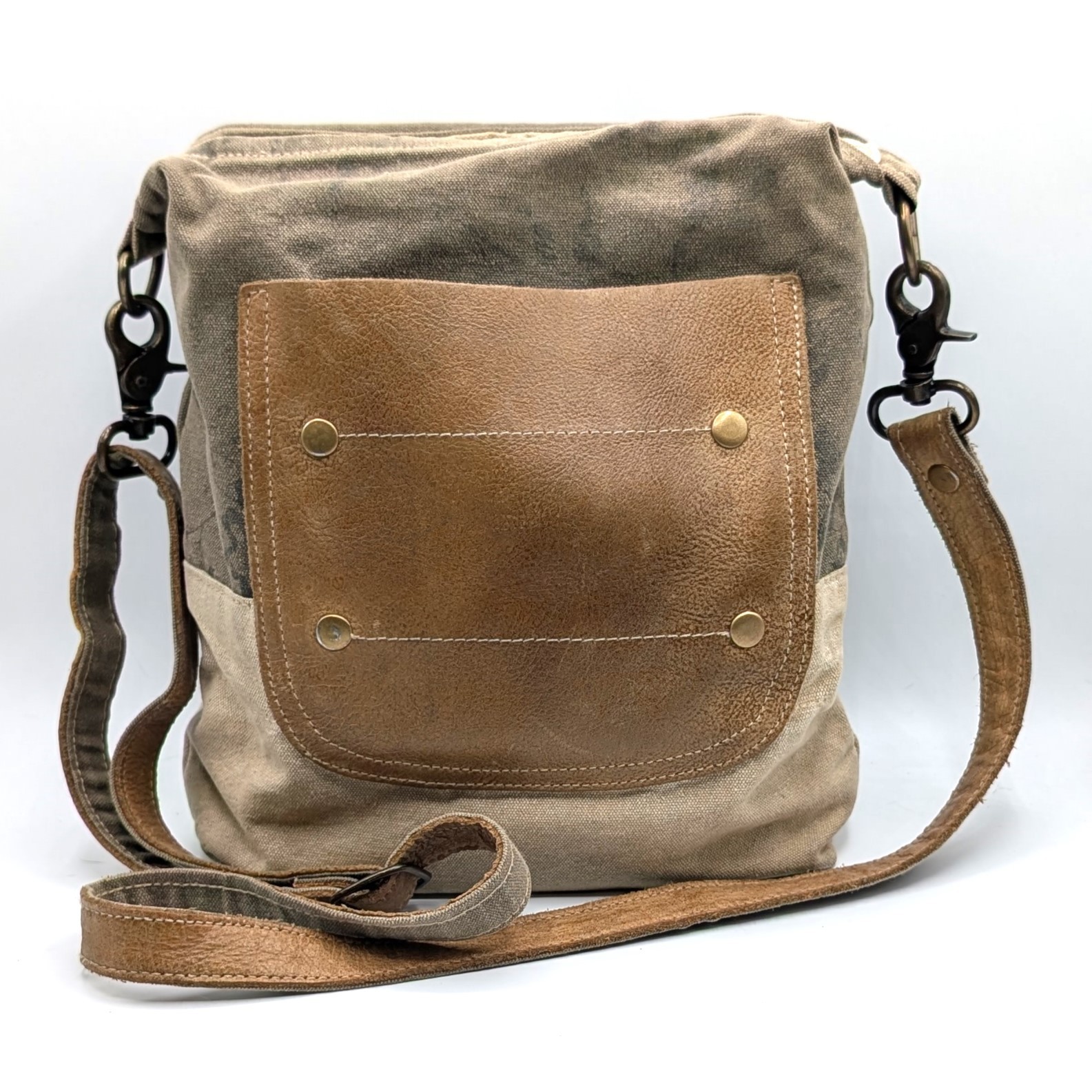Myra Bag Crossbody Bag Purse Upcycled Distressed Canvas & Leather