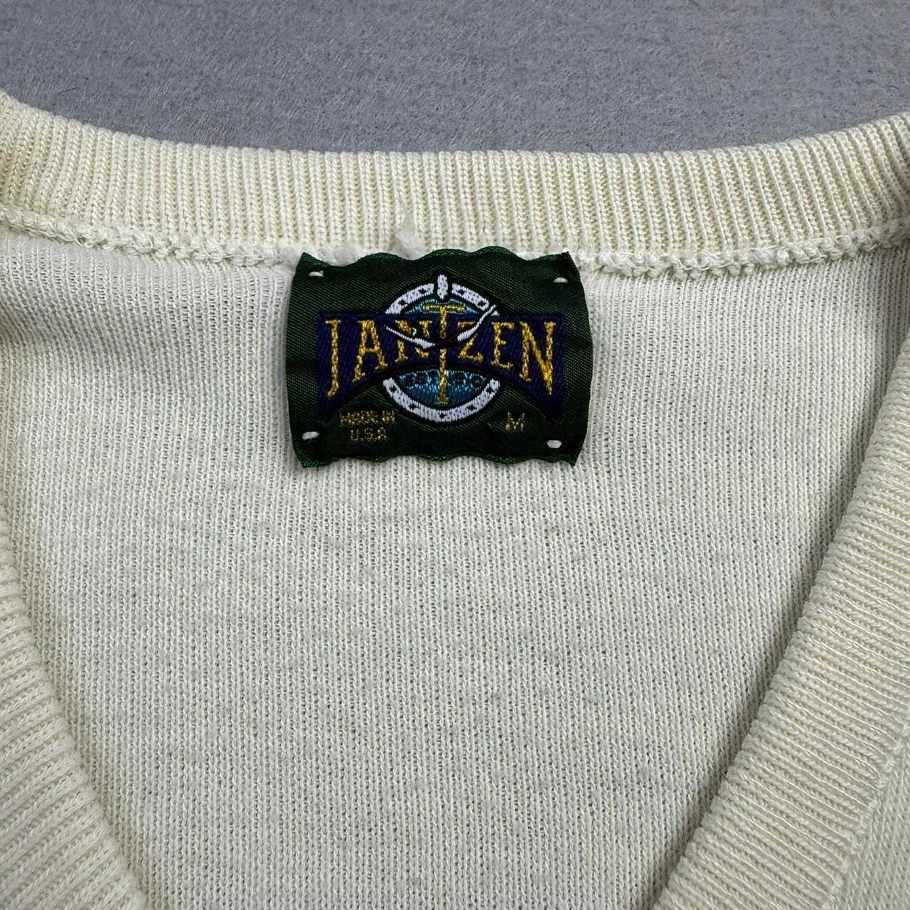 Vintage Jantzen V-Neck Sweater Cream Made in USA Medium