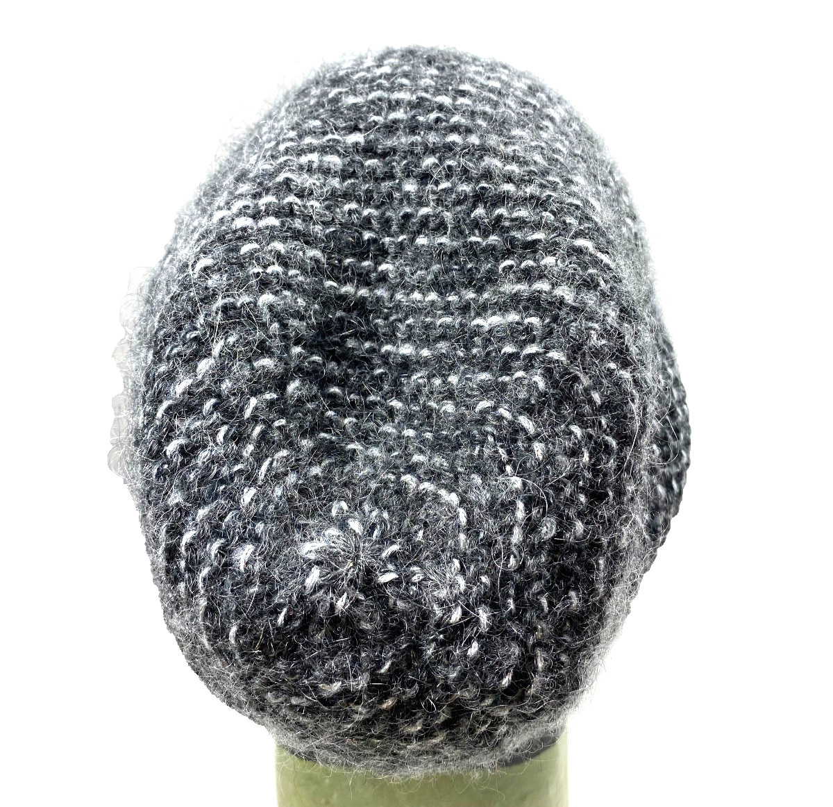Black Gray Silver metallic Slouch Hat Beanie Made In Italy Mohair Blend