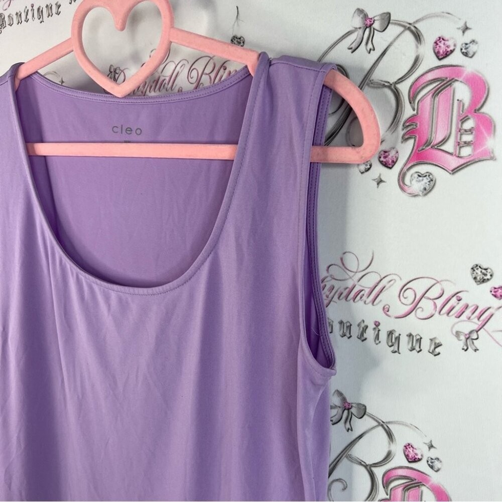 Cleo tank top camisole purple light Lavender Tank Top swoop neckline luxe