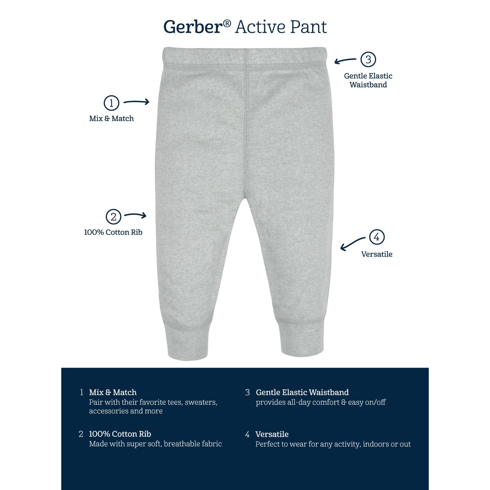 Gerber Gender Neutral Pants, 2-Pack, Size Newborn – Brown & Gray