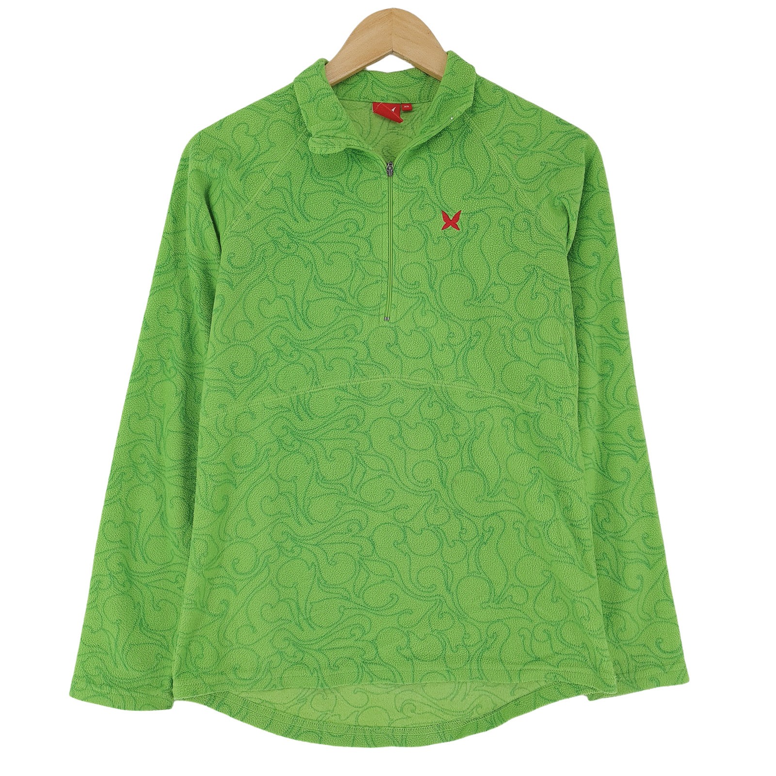 Kari Traa Fleece Jacket Green Geo Microfleece Zip Up Outdoor Women Ko1 Size XS