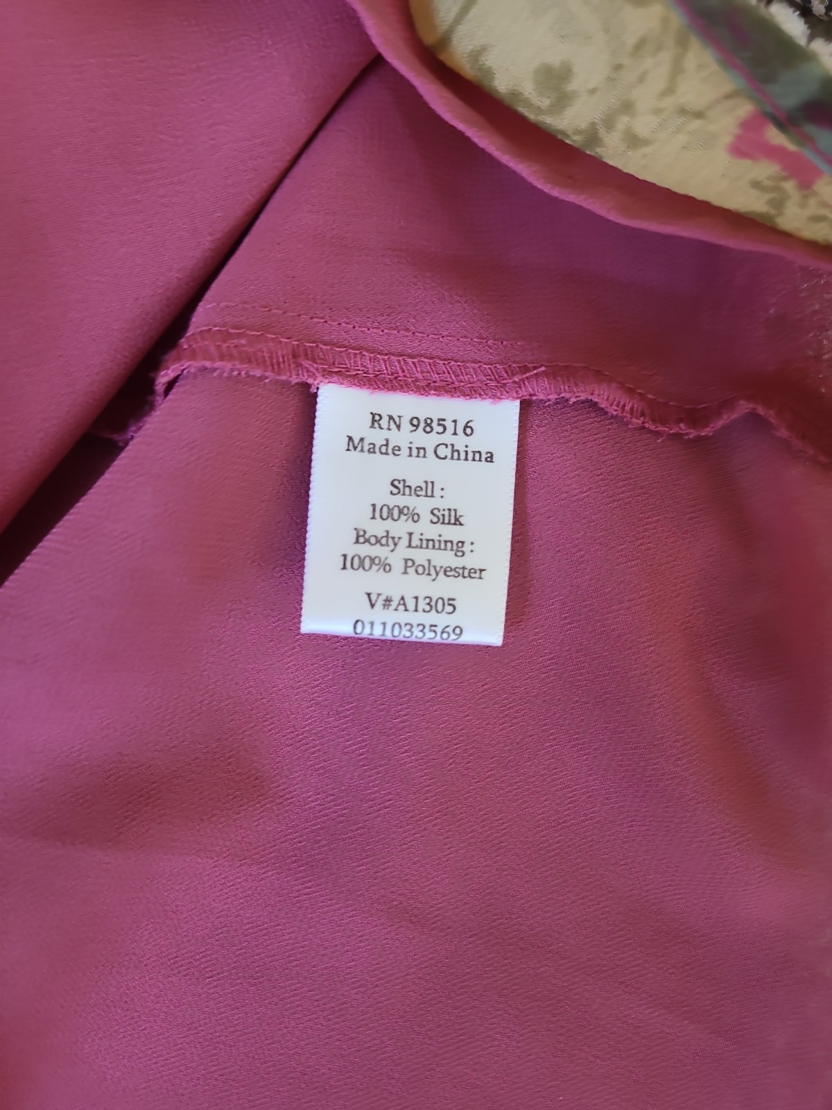 Coldwater Creek 100%silk v-neck pink/blue/green blouse Size 1X long sleeve lined