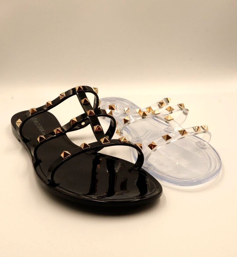 Flat Sandals Comfort Open Toe Casual Fashion Walking Slip-On Studded Straps