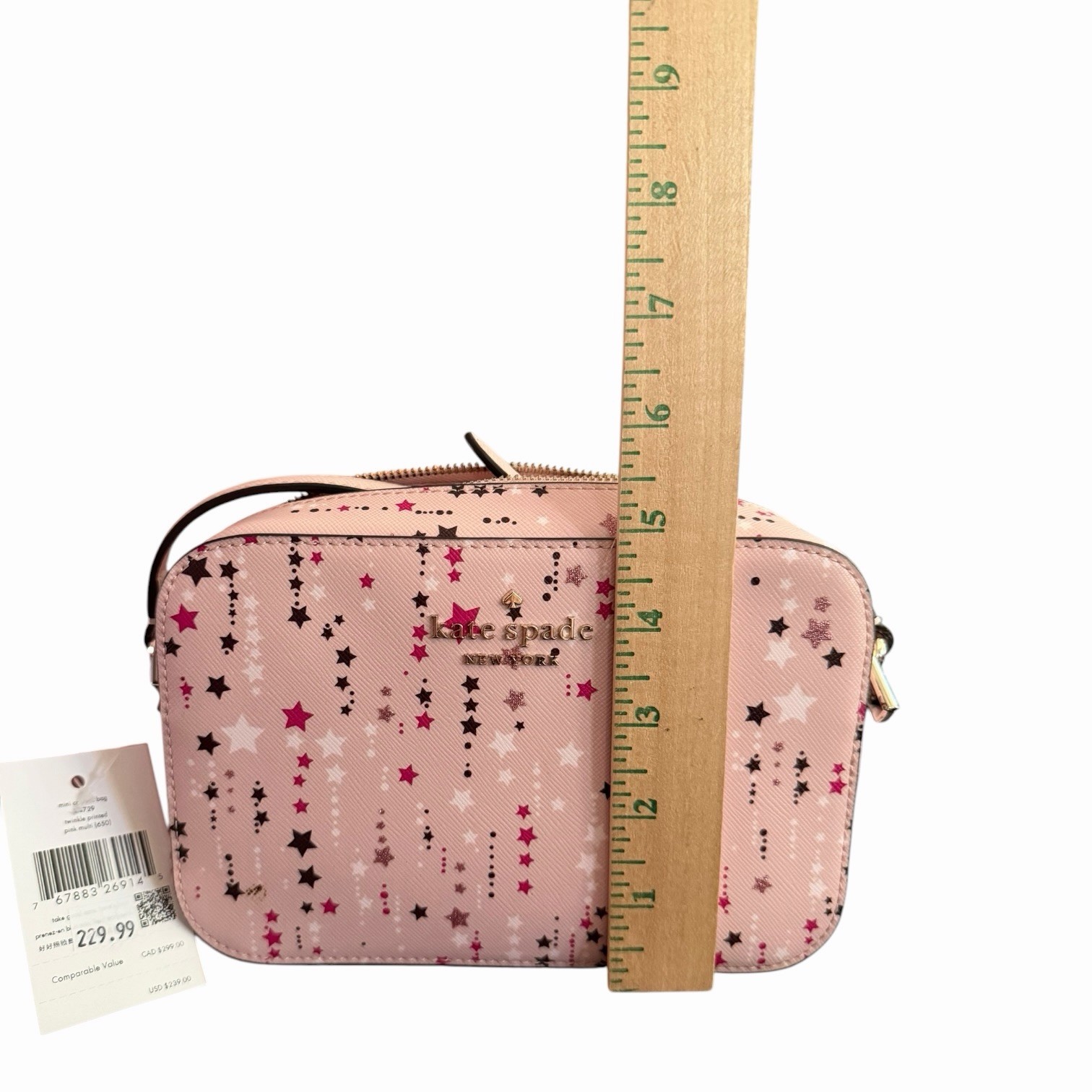 NWT Kate Spade Staci Mini Camera Bag Purse Pink Multi Twinkle Stars Retail $239