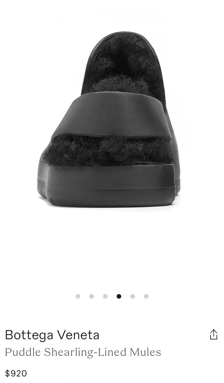 BOTTEGA VENETA Black Puddle Rubber And Shearling Slippers Slingback Mule Size 39