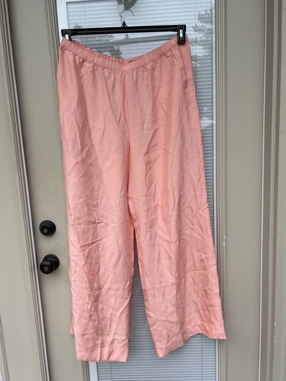 J.Crew Wide Leg Stratus pant in textured satin Blushed Peach – Size L CC472