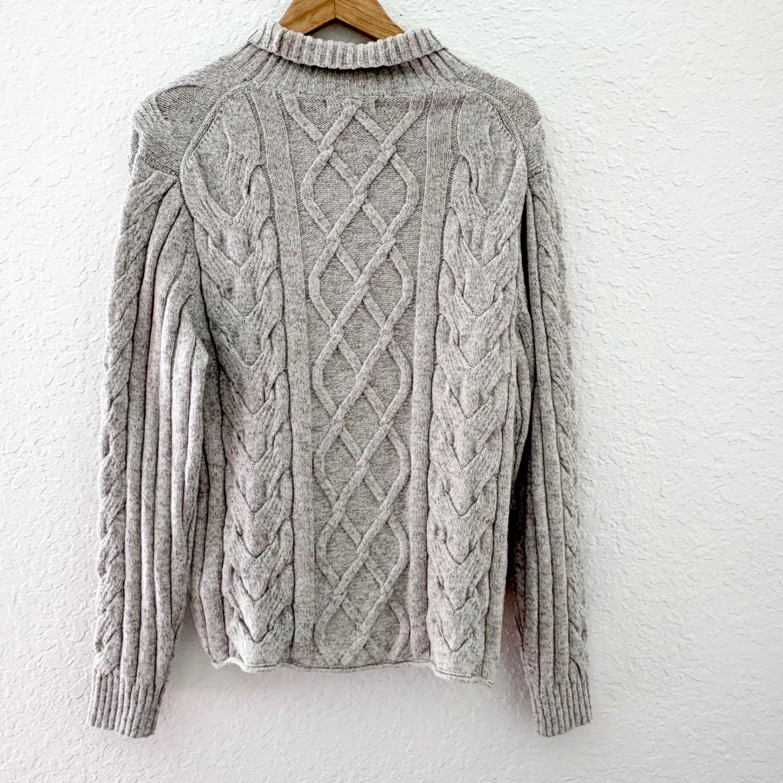 Banana Republic Cable Knit Wool Blend Sweater Women M Gray